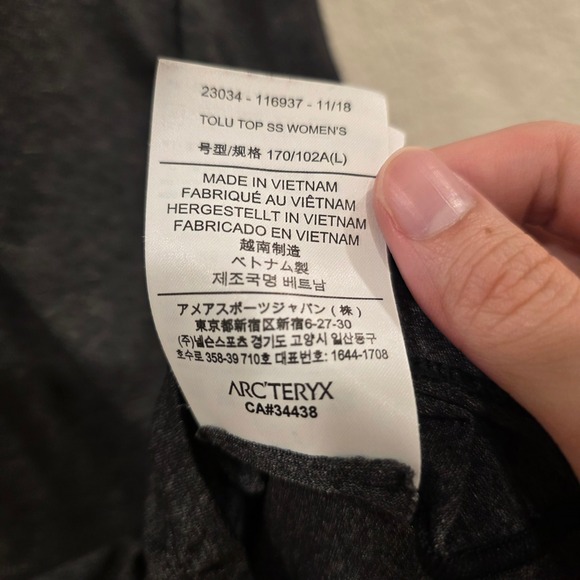 Arcteryx Tolu Top SS Womens Large Charcoal Grey Heather Technical Shirt Outdoors - Picture 5 of 11